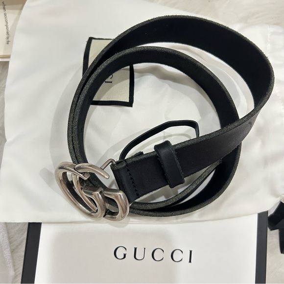 GUCCI Marmont Black/Silver Logo Belt 75 - Picture 5 of 12